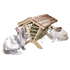 Râtelier à foin en bois pour lapins, cochons d’Inde ou hamsters
