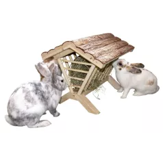 Râtelier à foin en bois pour lapins, cochons d’Inde ou hamsters Râtelier à foin en bois pour lapins, cochons d’Inde ou hamsters