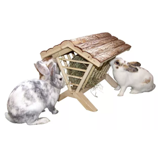 Râtelier à foin en bois pour lapins, cochons d’Inde ou hamsters
