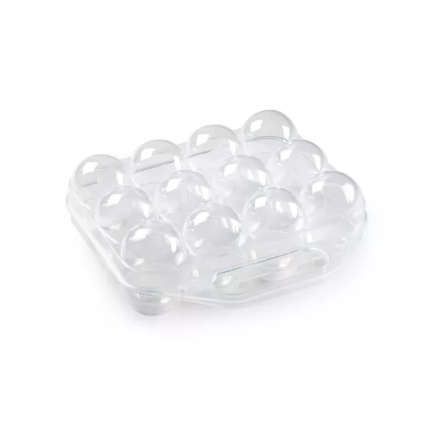 Boite plastique transparent pour 12 œufs avec poignée