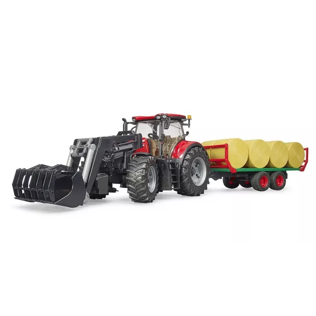 Tracteur jouet Bruder Case IH rouge Optum 300 CVX avec plateau à boules de paille – 03198 Tracteur jouet Bruder Case IH rouge Optum 300 CVX avec plateau à boules de paille – 03198