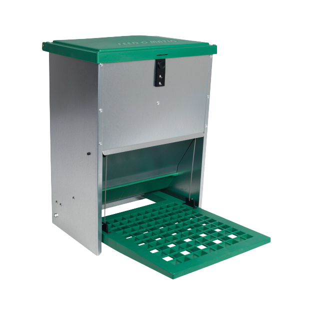 Pack Luxe du Roi trémie anti-nuisibles + abreuvoir inox pour poules