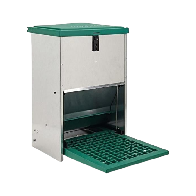 Pack Luxe du Roi trémie anti-nuisibles + abreuvoir inox pour poules