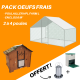 Pack famille ZEN poulailler HPL + enclos + abreuv + trémie + aliments pour 3 poules