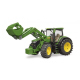 Tracteur jouet Bruder John Deere 7930 avec chargeur et remorque vert et jaune 03055