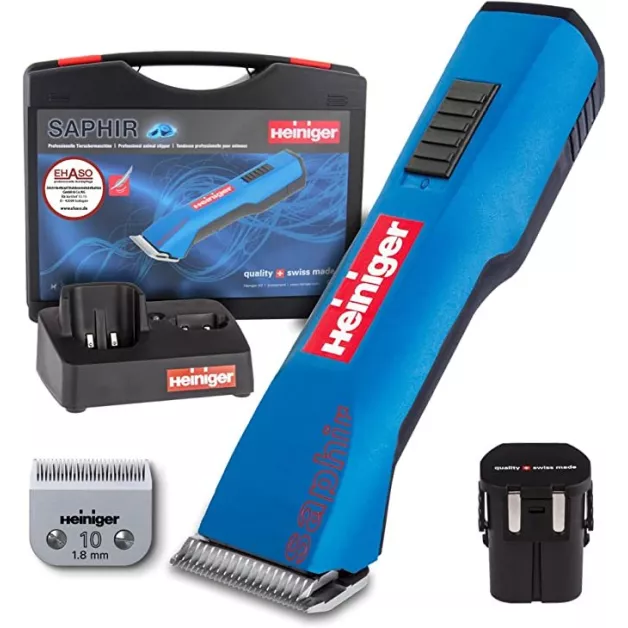 Tondeuses pour chien Heiniger modèle Saphir 1 accu, Saphir Cord avec câble 220 Volts et tondeuse Opal 1 et 2 accus