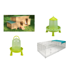 Pack poulailler avec enclos, bâche, abreuvoir & nourrisseur