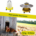 Pack poules heureuses avec nourrisseur et abreuvoir