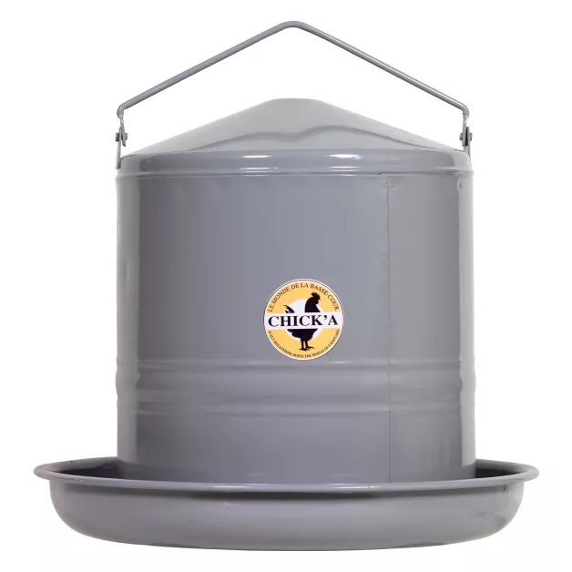 Abreuvoir métal en tôle émaillée grise