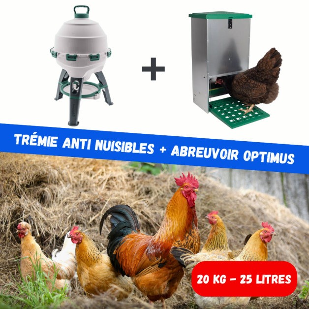 Trémie Anti-Nuisibles 20 kg + Abreuvoir OPTIMUS 25 Litres