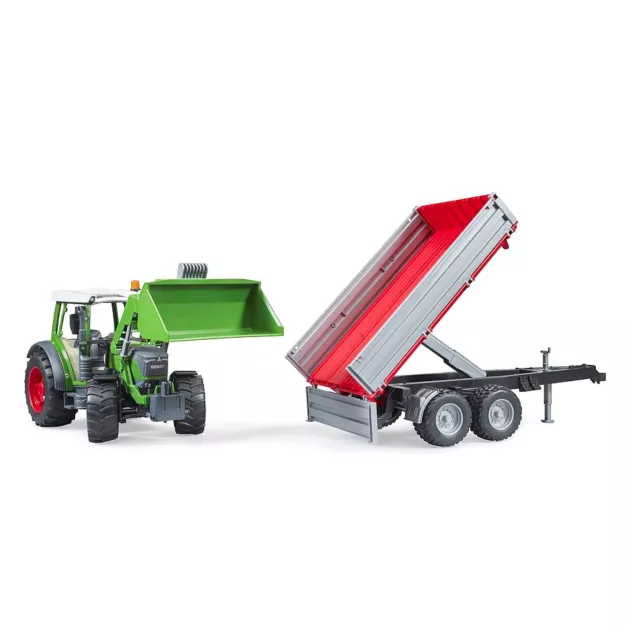 Tracteur jouet Bruder Fendt 209S avec remorque vert et rouge 02104