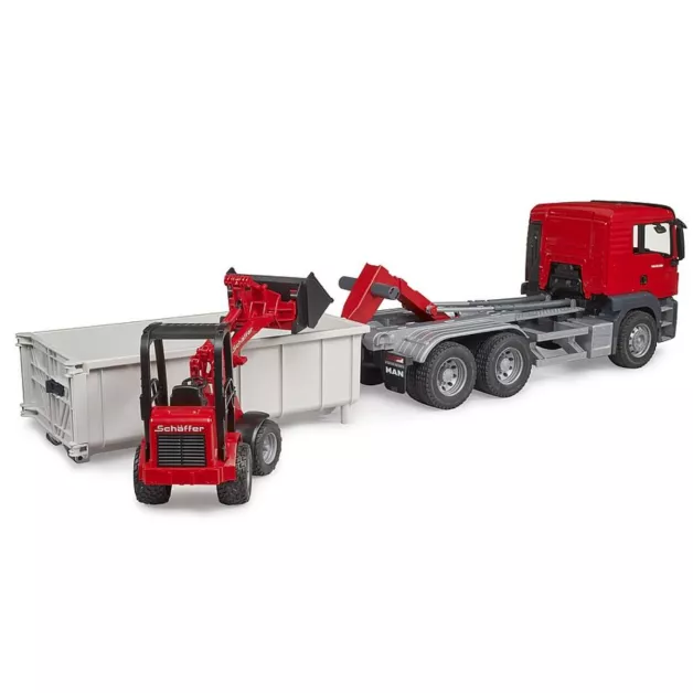 Camion MB Arocs Roll-Off container avec Schaeffer HR16 jouet Bruder 036249