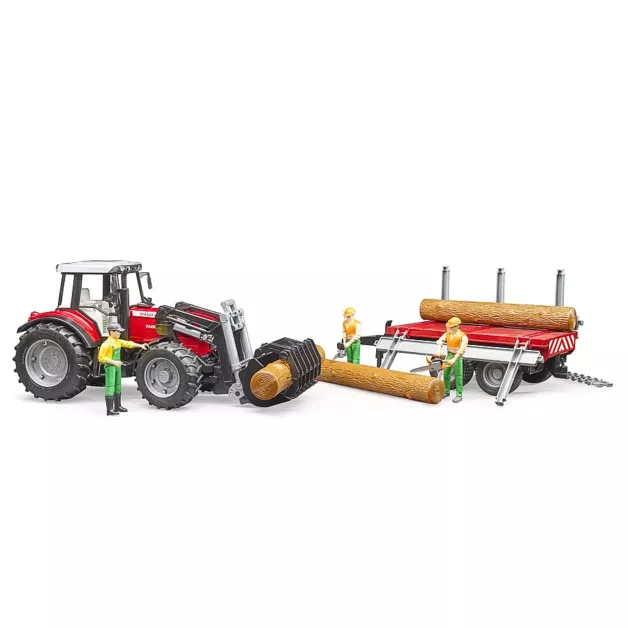 Tracteur Massey Ferguson 7480 avec chargeur et remorque forestière