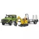 Land Rover Defender avec remorque, micro-pelleteuse JCB et figurine