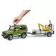 Land Rover Defender avec remorque, micro-pelleteuse JCB et figurine
