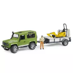 Land Rover Defender avec remorque, micro-pelleteuse JCB et figurine Land Rover Defender avec remorque, micro-pelleteuse JCB et figurine