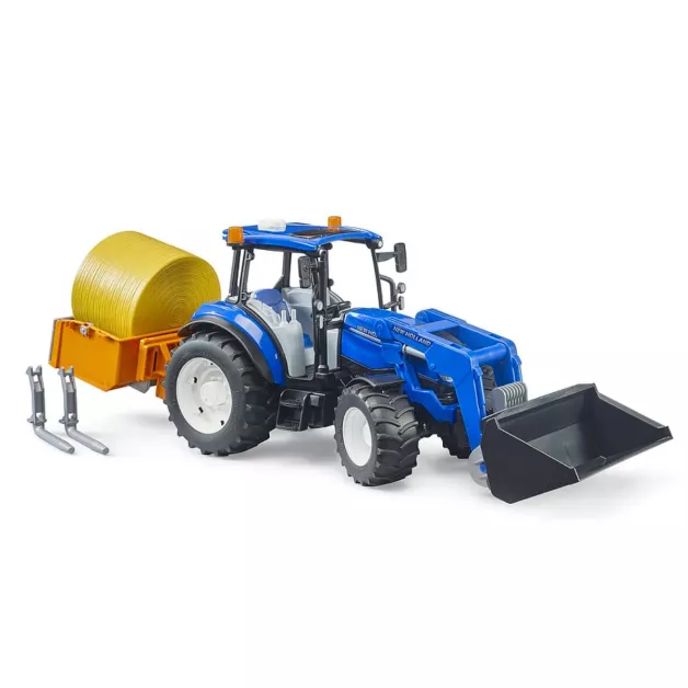 New Holland T5.120 avec chargeur avant, coffre de chargement et fourches