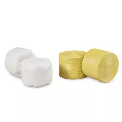 2 Balles rondes enrubannées + 2 Ballots ronds de foin