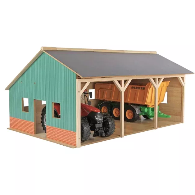 Hangar en bois pour 3 tracteurs jouet Bruder 178287 Hangar en bois pour 3 tracteurs jouet Bruder 178287