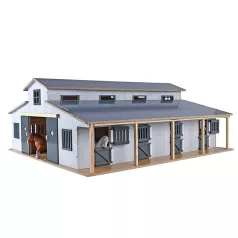 Grande écurie en bois avec boxes et paddock