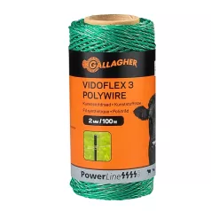 Cordon électrifiable 2 mm Gallagher Vidoflex 3 Vert et Terra
