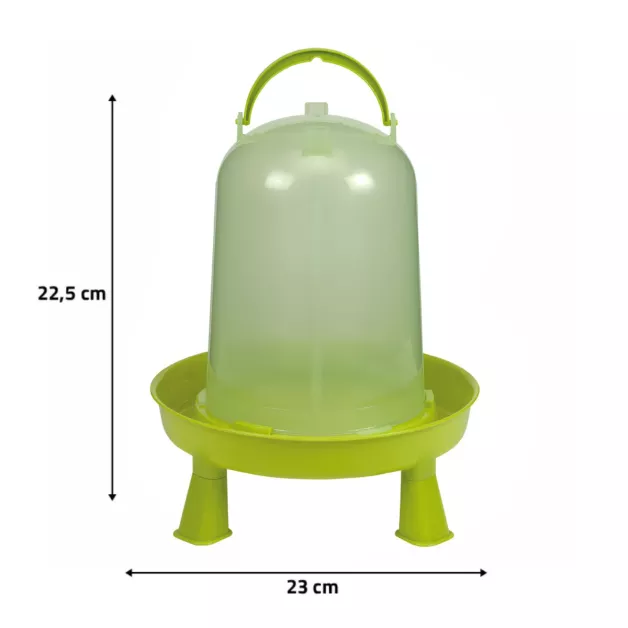 Abreuvoir siphoïde en PVC vert avec pieds pour poules 