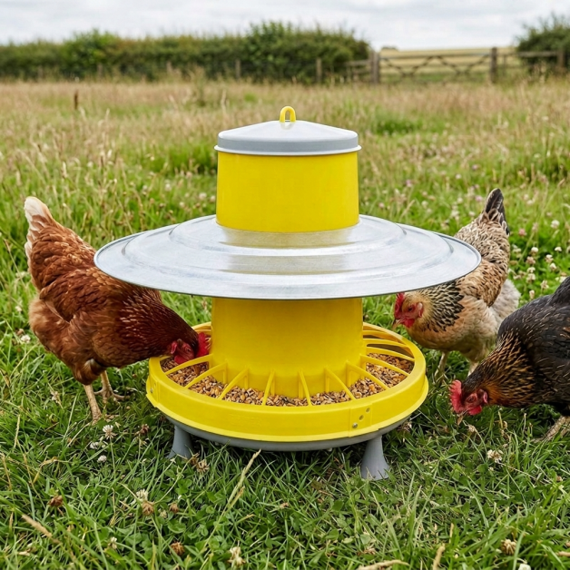 Mangeoire à trémie en plastique sur pieds pour poules